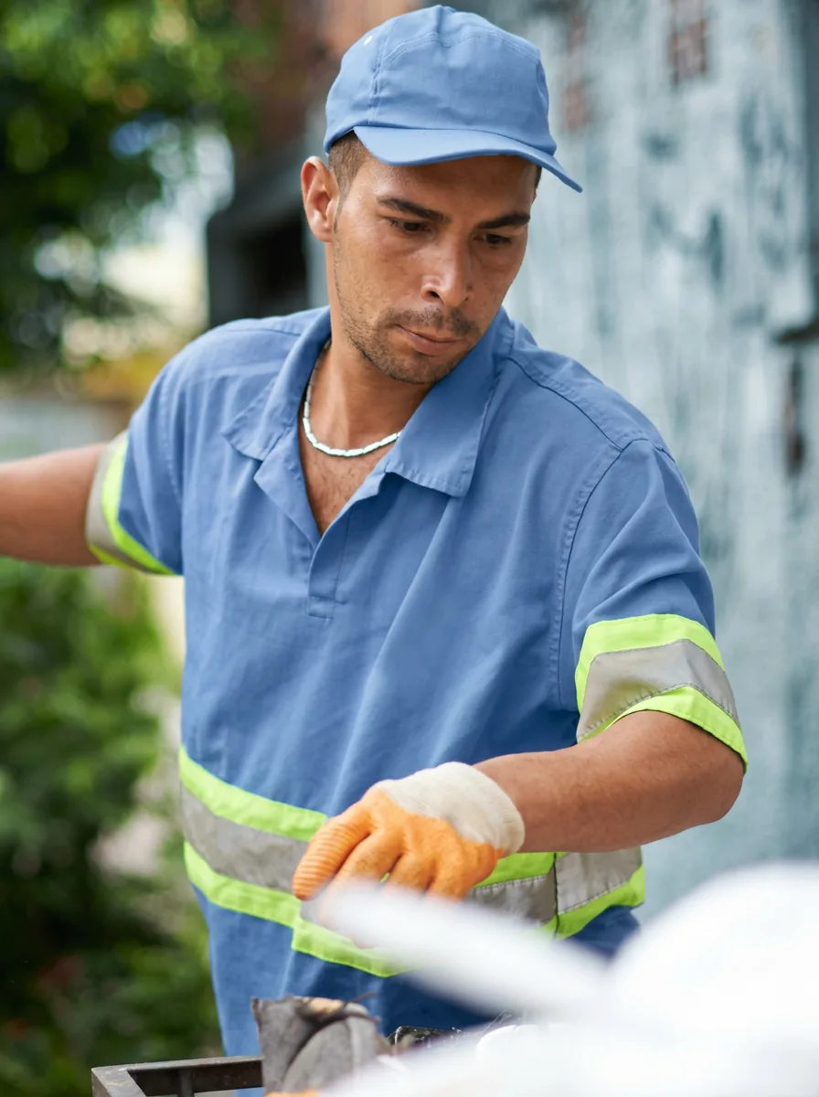 Profissional em operação ambiental